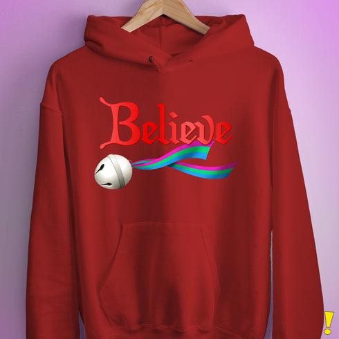 Believe Polysexual Pride Jingle Bell Hoodie - Red